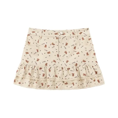 CHUU Белый абрикос Женские Повседневные короткие юбки