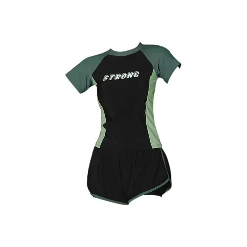 HAOZHILANG Черный Зеленый Женский Двухкомпонентный Купальник