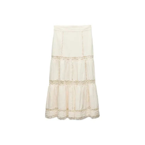 ZARA ZW Series Белая Женская Повседневная Длинная Юбка