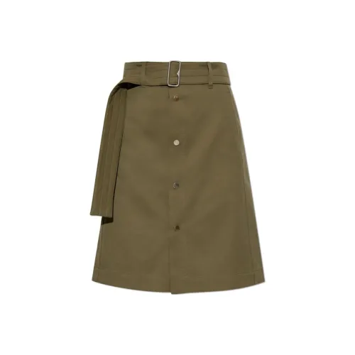 Burberry Оливково-зеленая Женская Повседневная Длинная Юбка