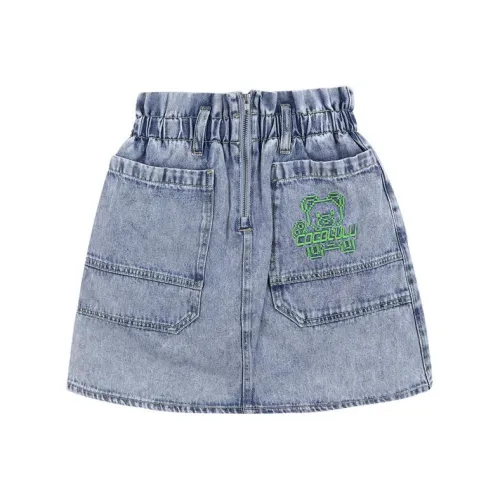 LALABOBO Джинсовые короткие юбки Женские Средне-голубой Белый