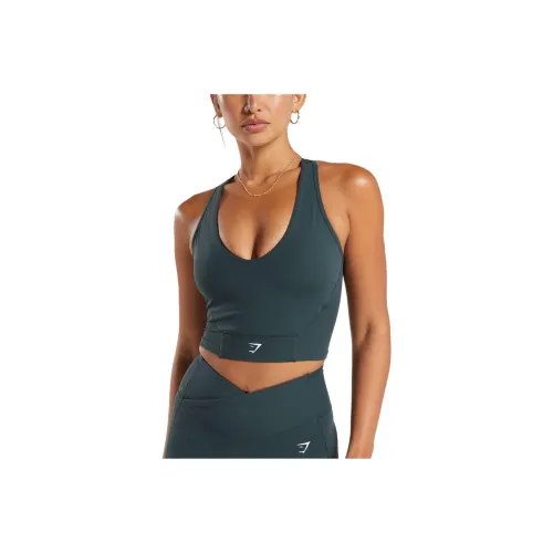 GYMSHARK Crop Сетка Танк Спорт Жилеты Женские Циановый