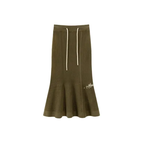 CHUU Армейский зеленый Женские Повседневные короткие юбки