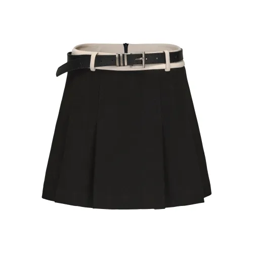 CHIWAWAMEME Повседневные короткие юбки Женские Черный Белый