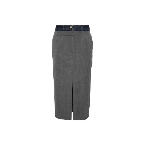 JUUN.J FW24 Повседневная длинная юбка женская серая