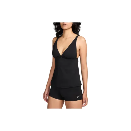 Nike Swim Essential Women's V-Neck Tankini Топ Двухкомпонентный Купальник Женский Черный