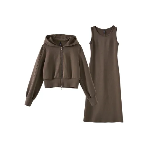 OUNIXUE Комплект с юбкой Женские Deep Серый Кофейный