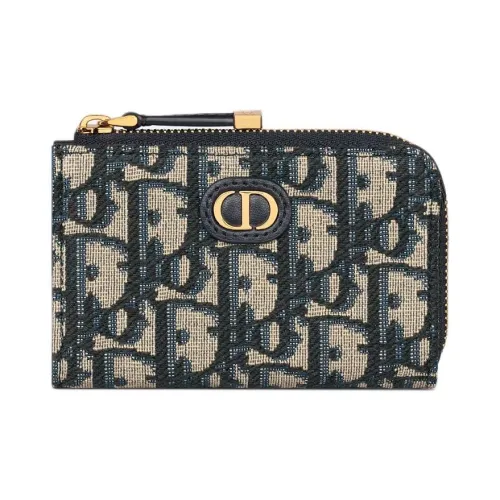 DIOR 30 Montaigne Хлопок Держатель для карт Женский Коричневый