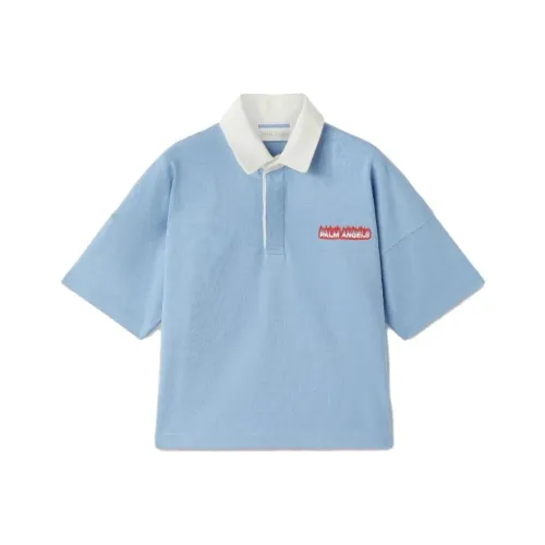 PALM ANGELS Детская одежда FLAMES OVERSIZE Поло Синий Детский