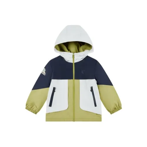 QIAODAN Куртка Rhino Облачно-голубой AUTUMN лиственный зеленый для детей 3-7 лет