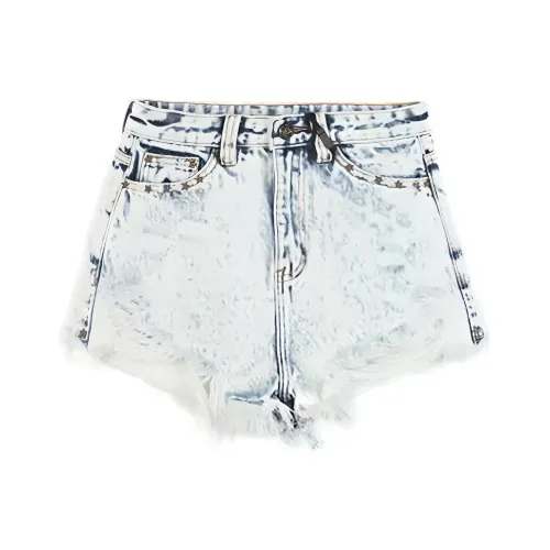 LALABOBO Джинсовые шорты Женские Светло-голубой Белый