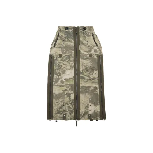DIESEL SS24 Повседневный Длинный Юбка Женская Армейский Зеленый