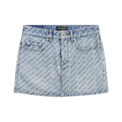 Balenciaga SS24 Джинсовые короткие юбки Обычный крой Женские Светло-синий