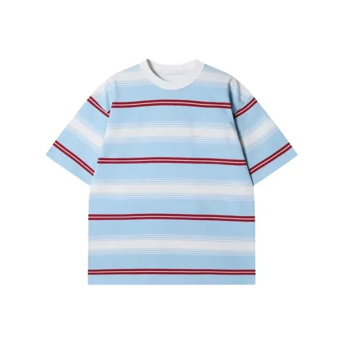 UNDERTIDES Светло-синий Полосы Унисекс Футболка