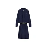 Темно-синий синий комплект одежды (пальто + юбка)
