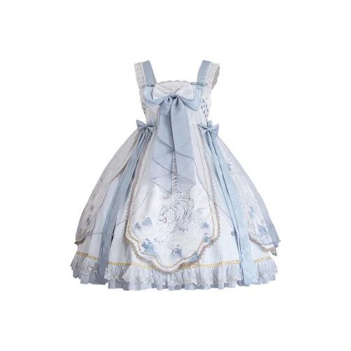 Серо-голубые женские платья в стиле Лолита