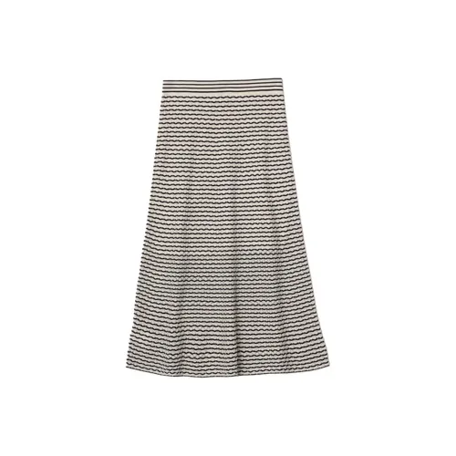 CLUB MONACO Повседневный Длинный Юбка Женские Черно-белые Полосы