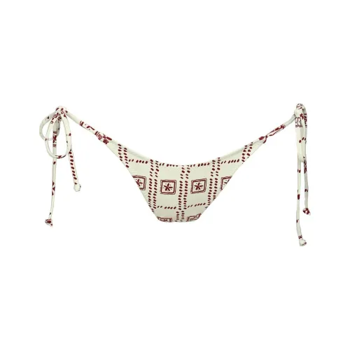 PRINCESS POLLY Patisserie Галстук Боковая сторона Bikini Bottoms Плавки Женские Белые Основа с Красным Принт