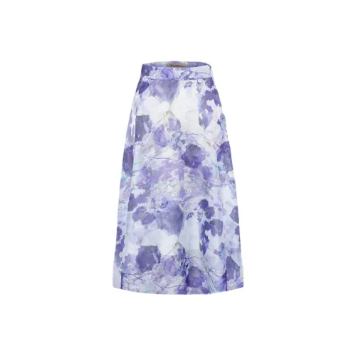 BBLLUUEE SS24 Повседневный Длинный Юбка Женские Туманно-фиолетовый