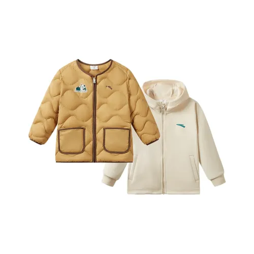 Antakids Пуховик Верблюжий Желтый Утиный Белый для детей 3-7 лет