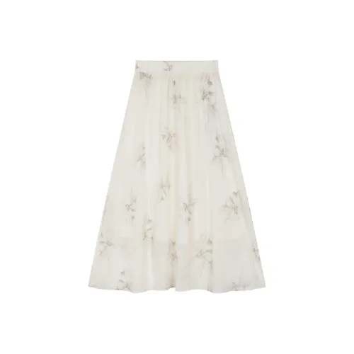 IHIMI Повседневный Длинный Юбка Женские Абрикос