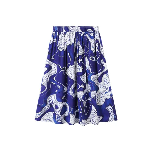 H YXIANG Повседневный Длинный Юбка Женские Floating Clouds And Flowing Water