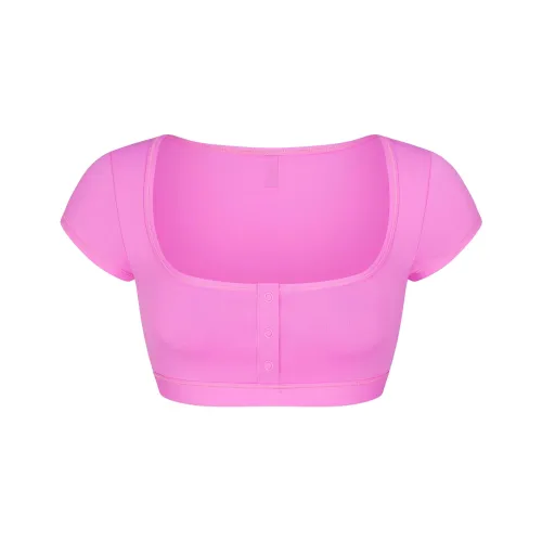 SKIMS Фирменный Плавание Супер Укороченный T Рубашка Бикини Женские Неоновая орхидея Неоновая орхидея