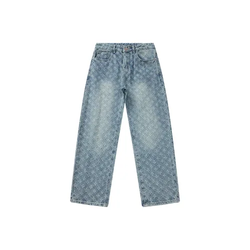 AHAH Синий Жаккард Мужские Джинсы