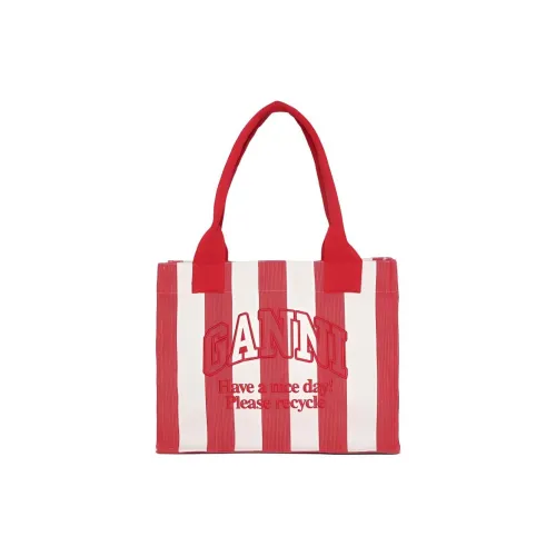 GANNI Переработанный хлопок Сумка Большая Женская Красная и Белая