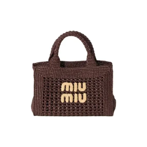 MIU MIU Синтетическая Рафия Сумка через плечо Сумка Женская Темно-Коричневая