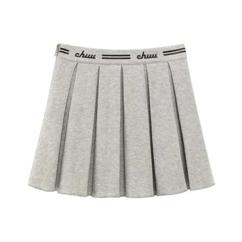 CHUU Повседневные короткие юбки женские светло-пшеничный серый