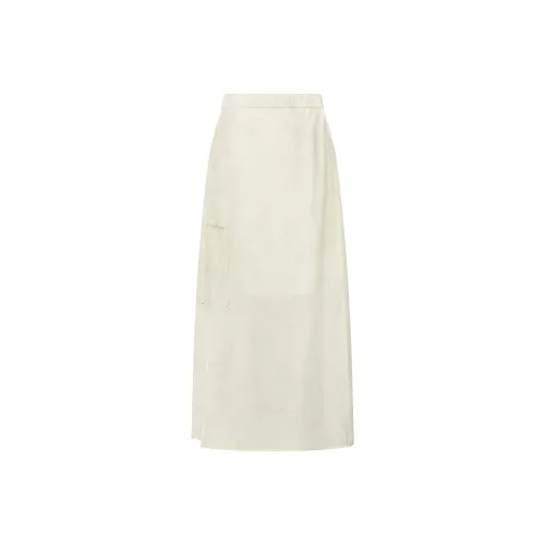 MEIYANG Повседневный Длинный Юбка Женские Экрю