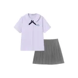 Набор (Плиссированная юбка серого цвета + Таро фиолетовый + Галстук-бабочка)