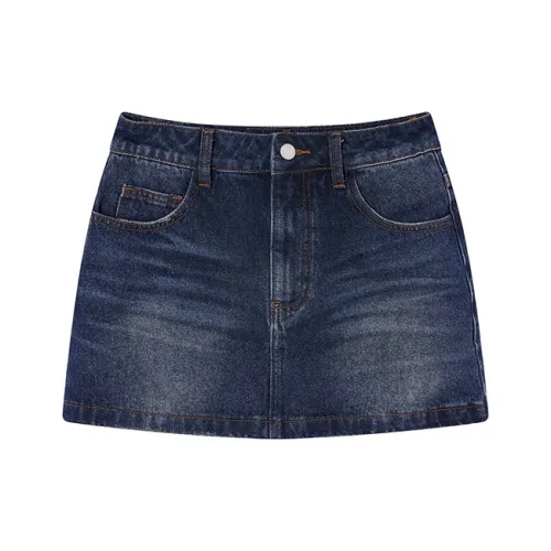 Ouyang Джинсовые короткие юбки Женские Винтажный синий