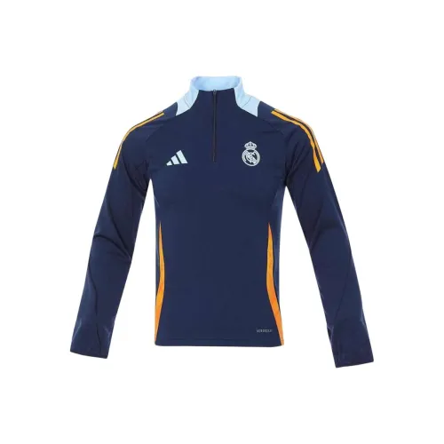 Adidas Толстовка Real Madrid C.F Темно-синий Темно-оранжевый Желтый Глянцевое покрытие Синий Подростки