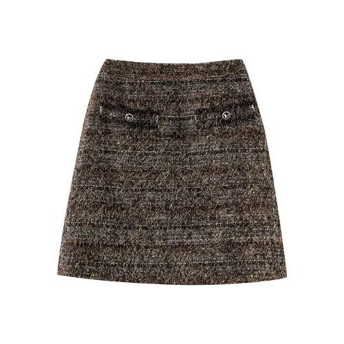 OUNIXUE Повседневные короткие юбки Женские Черный Золотой