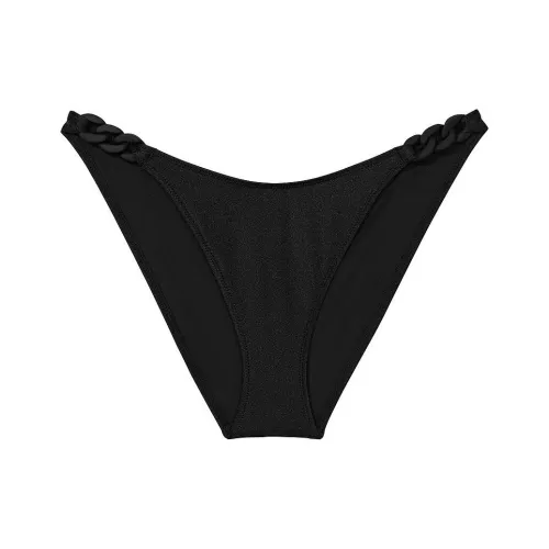 Victoria's Secret Цепочка Линк High Нога Cheeky Бикини Низ B Плавки Женские Черный