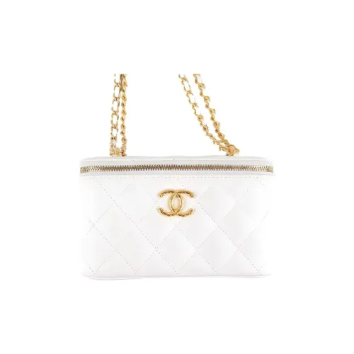 CHANEL Лакированная кожа Глянцевая кожа Коробка Сумка Косметичка Сумка для хранения Сумка через плечо Сумка на плечо Женская Белая