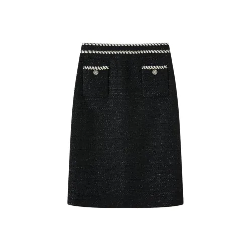 KARL LAGERFELD FW23 Повседневный Длинный Юбка Женские Черный