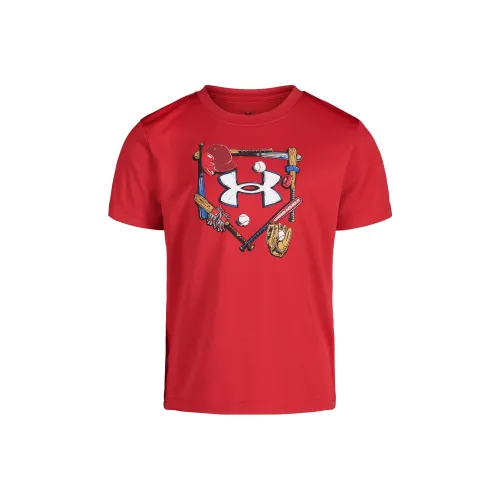 Under Armour Пластина Детская одежда Homeplate Ready Короткий рукав T-рубашка T-рубашка Малыш Красный