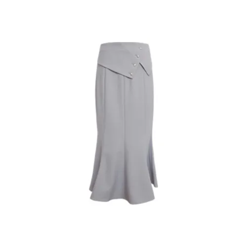 Anmani Повседневный Длинный Юбка Женские Сумерки Серый