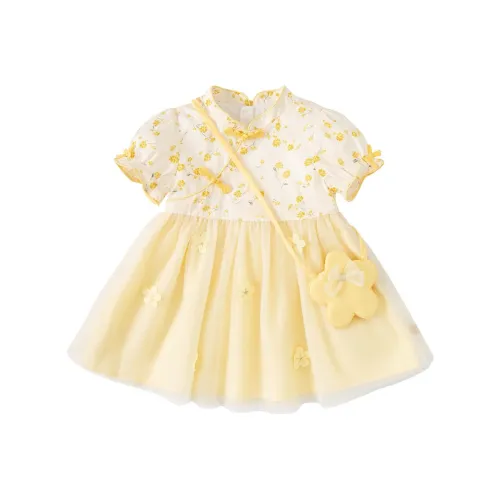 DAVE BELLA Детское платье Желтый цветочный для малышей
