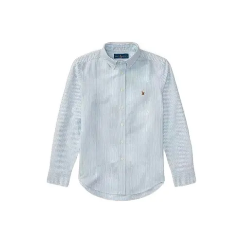 Polo Ralph Lauren Полосы Рубашка Весна Лето и ОСЕНЬ Детский Светло-Синий