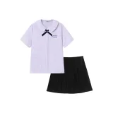 Набор (Плиссированная юбка черного цвета + Таро фиолетовый + Галстук-бабочка)