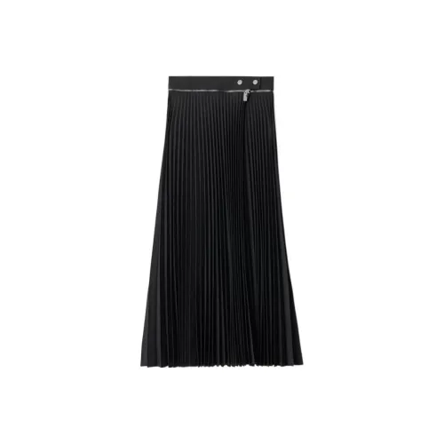 Юбка из эластичной шерсти с плиссами Burberry повседневная длинная женская черная