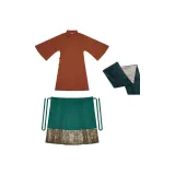 Set из трех предметов (Длинная куртка + Юбка с принтом "Лошадь" + Шаль)