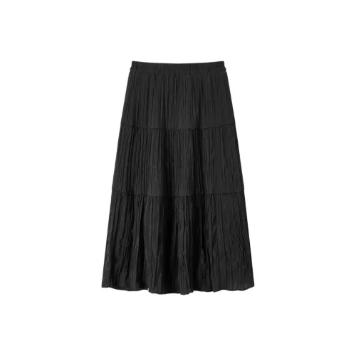 EICHITOO SS24 Повседневная длинная юбка женская черная