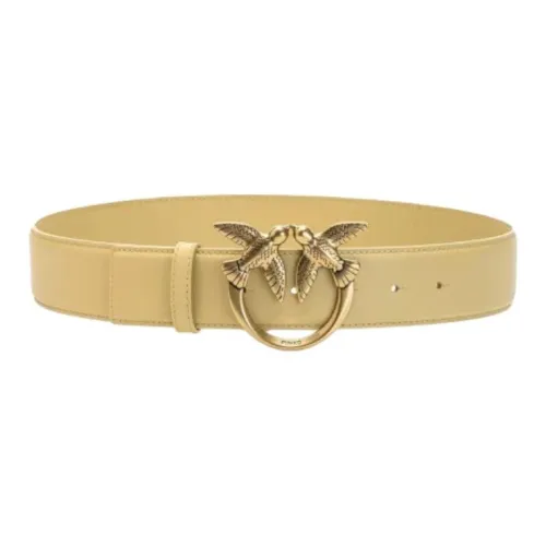 PINKO Металл Кожаные ремни Унисекс Бежевый Ширина 4CM