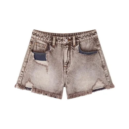 LEDIN Коричневые Женские Джинсовые Шорты