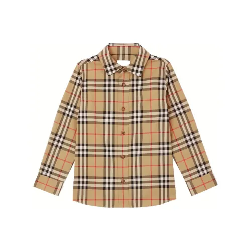 Burberry Детская одежда FW22 Полосы Клетка Рубашка Весна-Осень Малыш Желтый 80596371